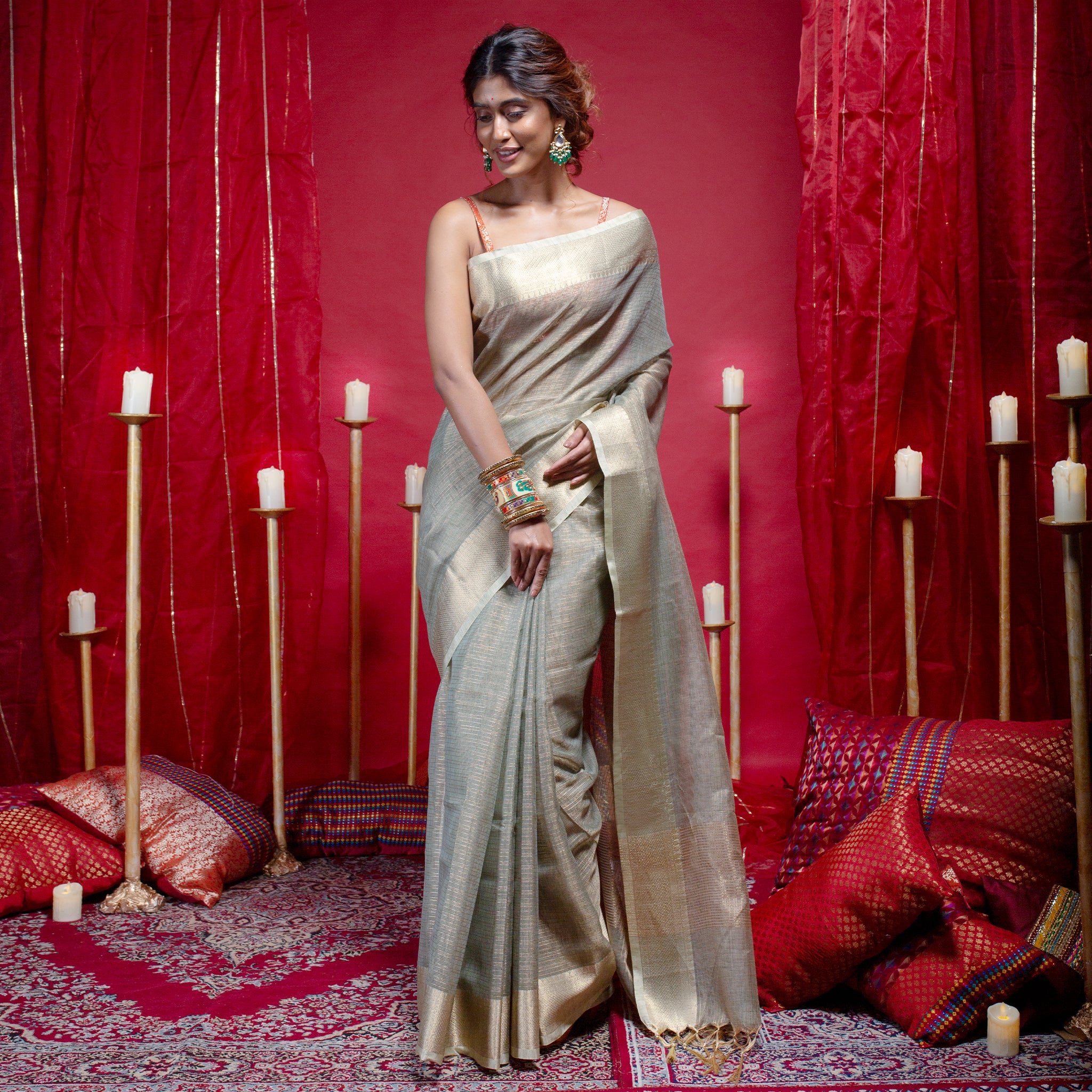 Semi Silk Saree With Weave Pattern | KT136