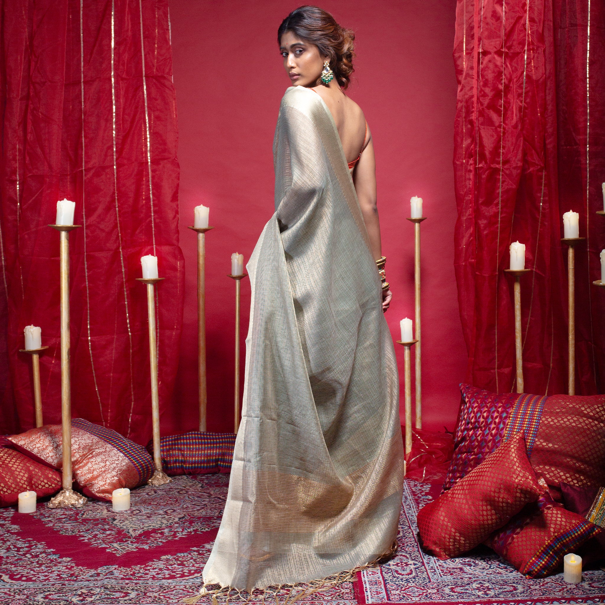 Ash Pink Silk Saree – Pratibha Sarees