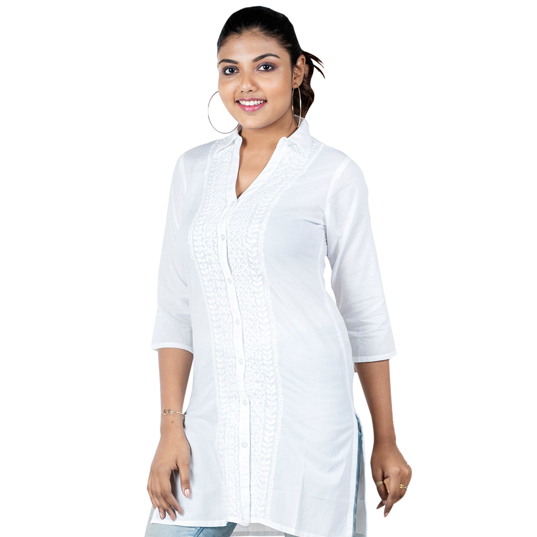 White Colour Plain Rayon Straight Kurta For Women & Girls